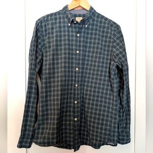 J. Crew 2-ply Cotton Plaid Shirt, Green/Navy Plaid